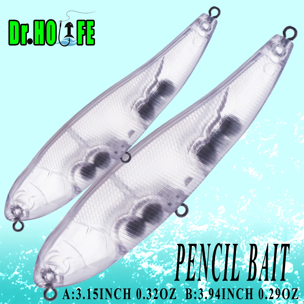 Dr.Holife 2 Sizes Artificial Float Pencil Bait Unpainted Pencil Blanks Lure 8CM/10CM Rattles Hard Bait For DIY Fishing Lures