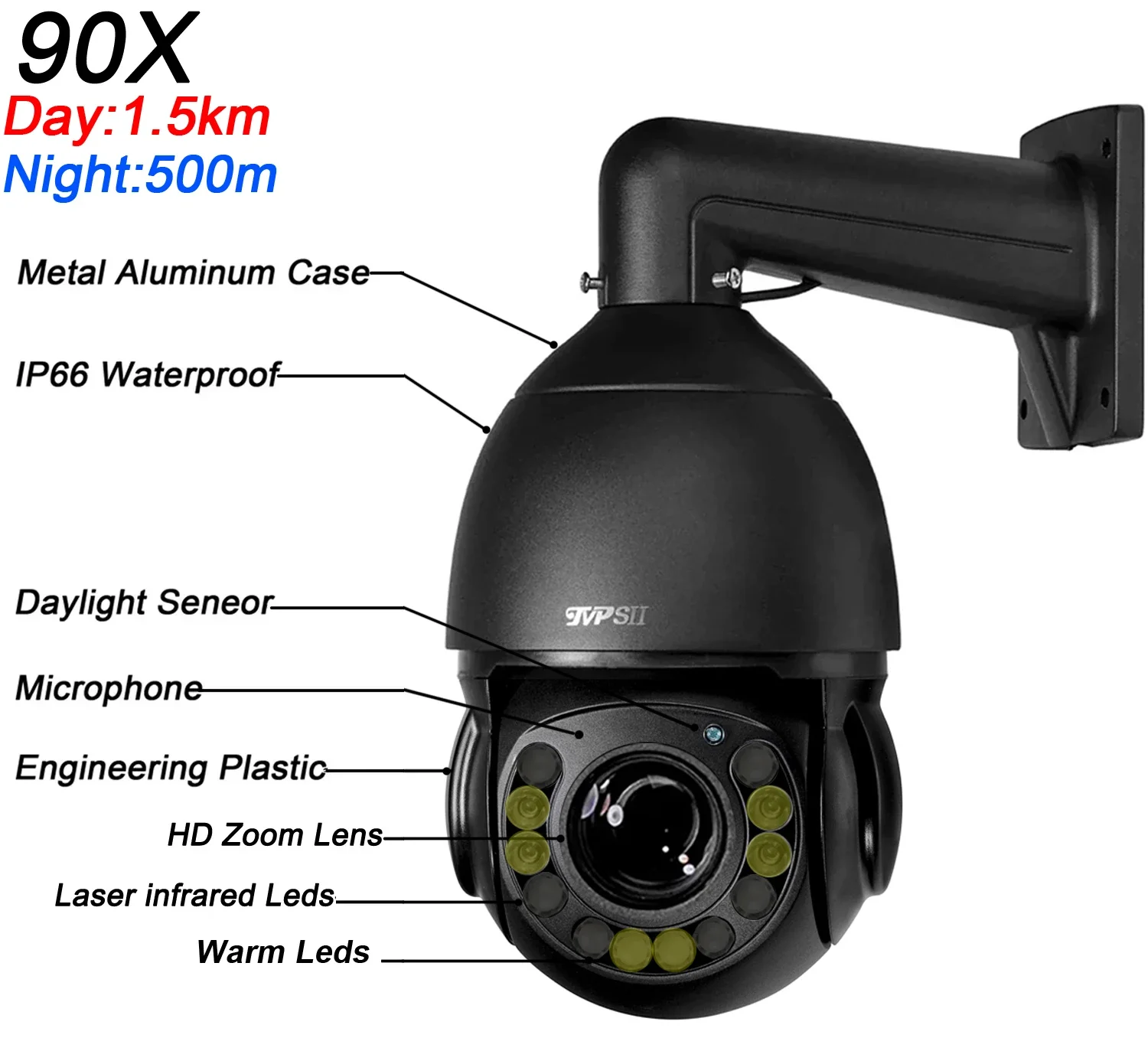 Black Full Color Max.512G Auto Tracking CamHi 8MP 4K 90X Optical Zoom Audio 360° 2.4GHz 5.0GHz WIFI RJ45 PTZ Speed Doom Camera