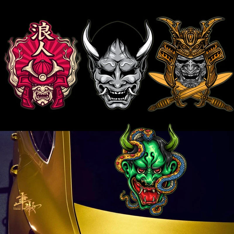 

JDM Hannya Oni-Samurai светоотражающие автомобильные наклейки для мотоцикла, скутера, авто, лобовое стекло, шлем, виниловые наклейки, аксессуары
