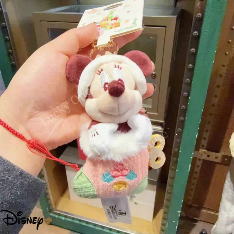 Portachiavi Disney Lina Belle 25 Serie di calze di Natale Ciondolo simpatico cartone animato Regalo di Natale per bambini Decorazione per le vacanze in famiglia