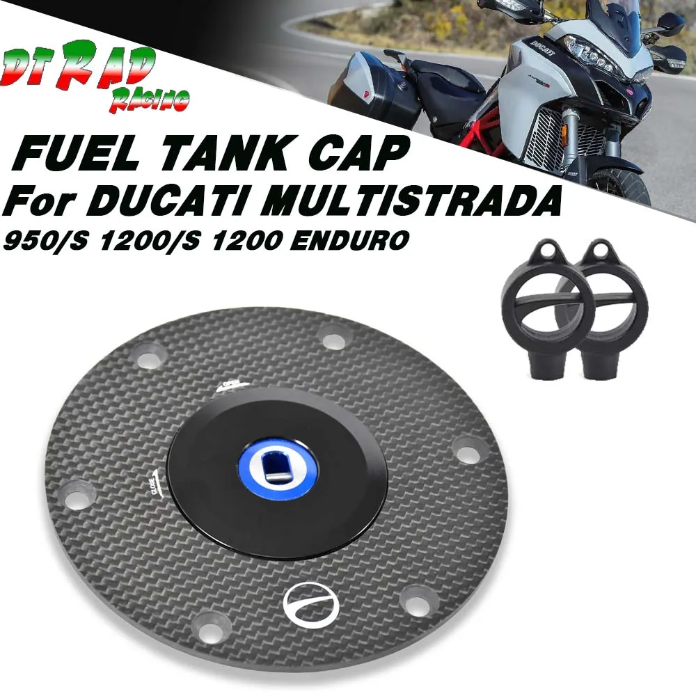 

For DUCATI MULTISTRADA 950S 1200/S ENDURO Motorcycle Carbon Fiber Racer Gas Tank Cap Lockable Fuel Tank Cover With Keys