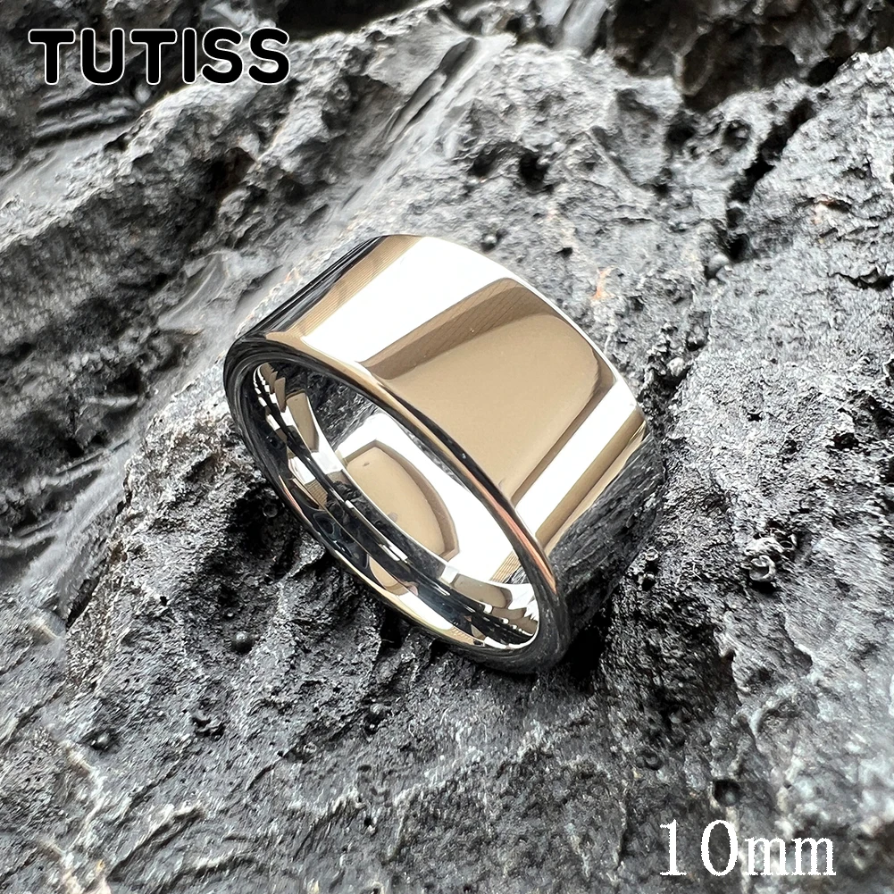 TUTISS 10mm 12mm Big Tungsten Wedding Band Men Women Forever Love Shiny Ring Comfort Fit