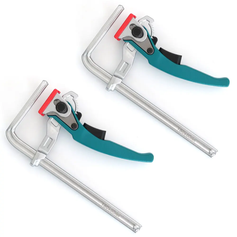 For MFT Table and Guide Rail System 160mm Clamping Range  2Pcs Aluminum Alloy Quick Ratcheting Table Clamp Rail Clamp