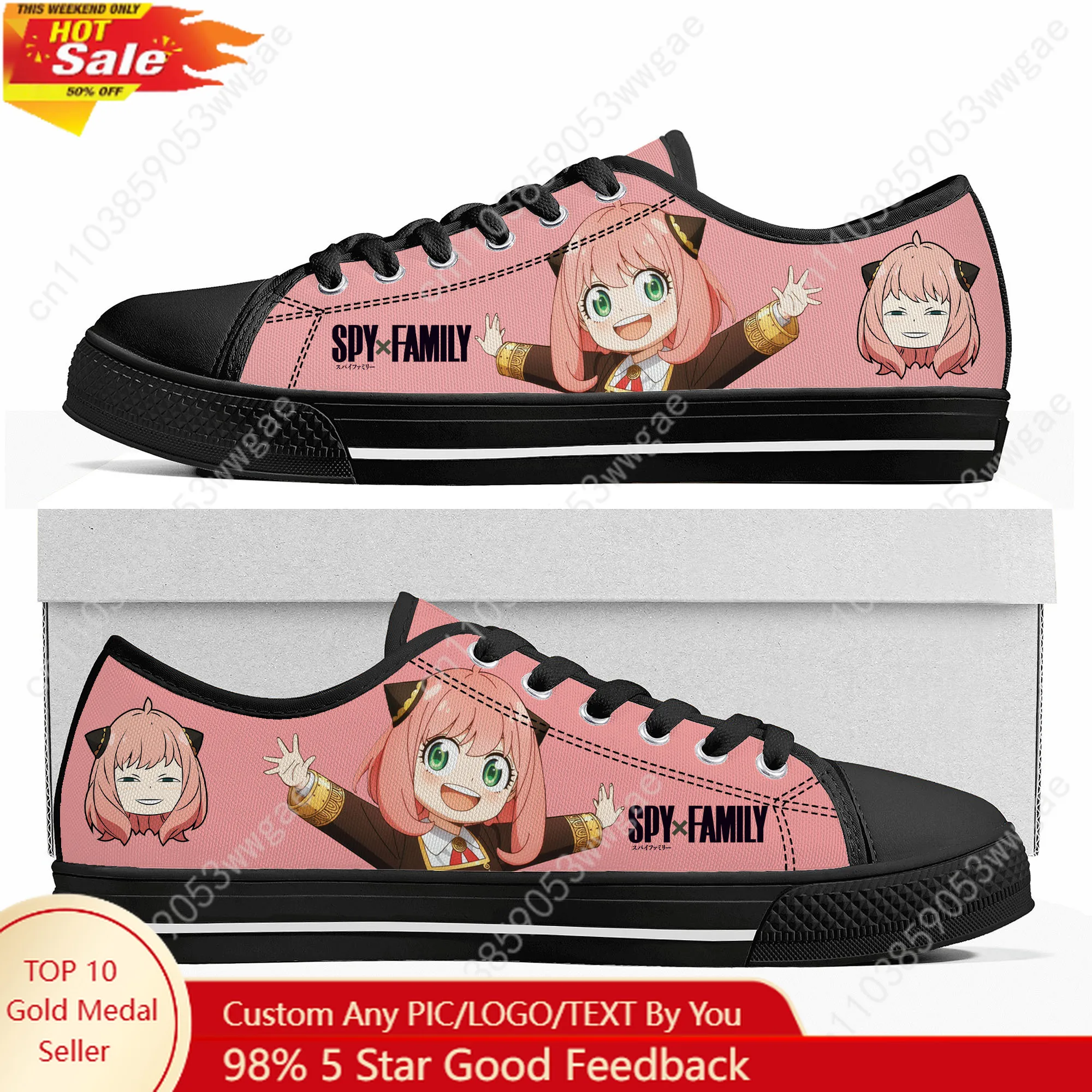 

Spy×Family Low Top Sneakers Mens Womens Teenager Canvas Sneaker Comfortable Fashion Casual Couple Shoes Cartoon Customized Shoes