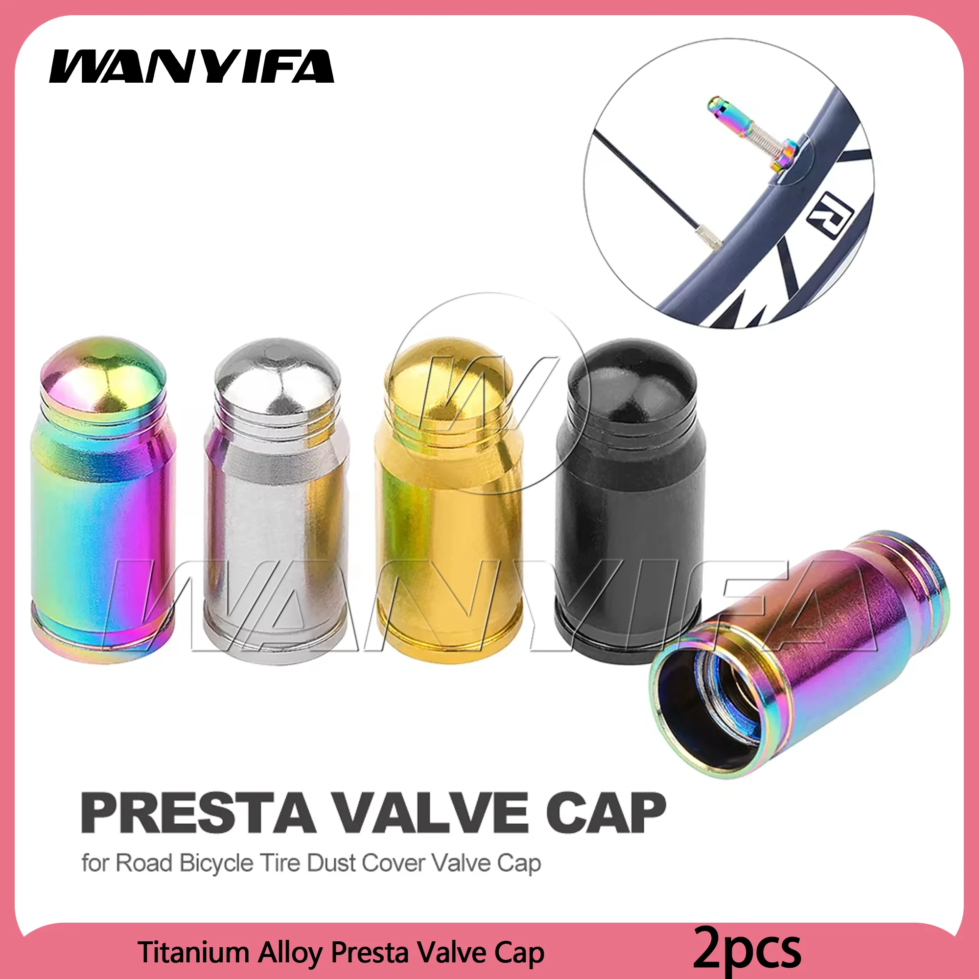 Wanyifa  2PCS Titanium Alloy Presta Valve Cap for Road Bicycle Tire Dust Cover Valve Cap