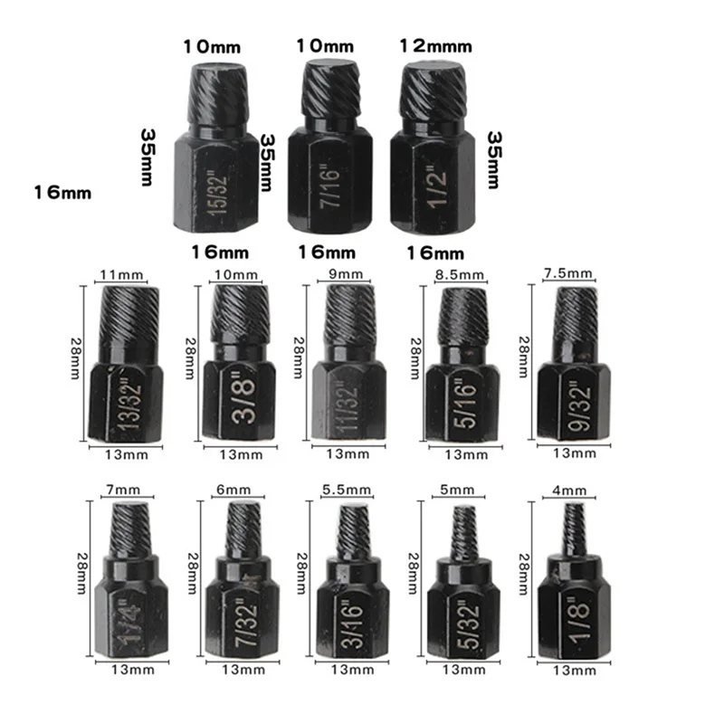 AB15-13Pcs Screw Extractor Kit Damaged Screw Remover Set Easy Out Drill Bits Broken Bolt Stud Remover Screw Extractor Set