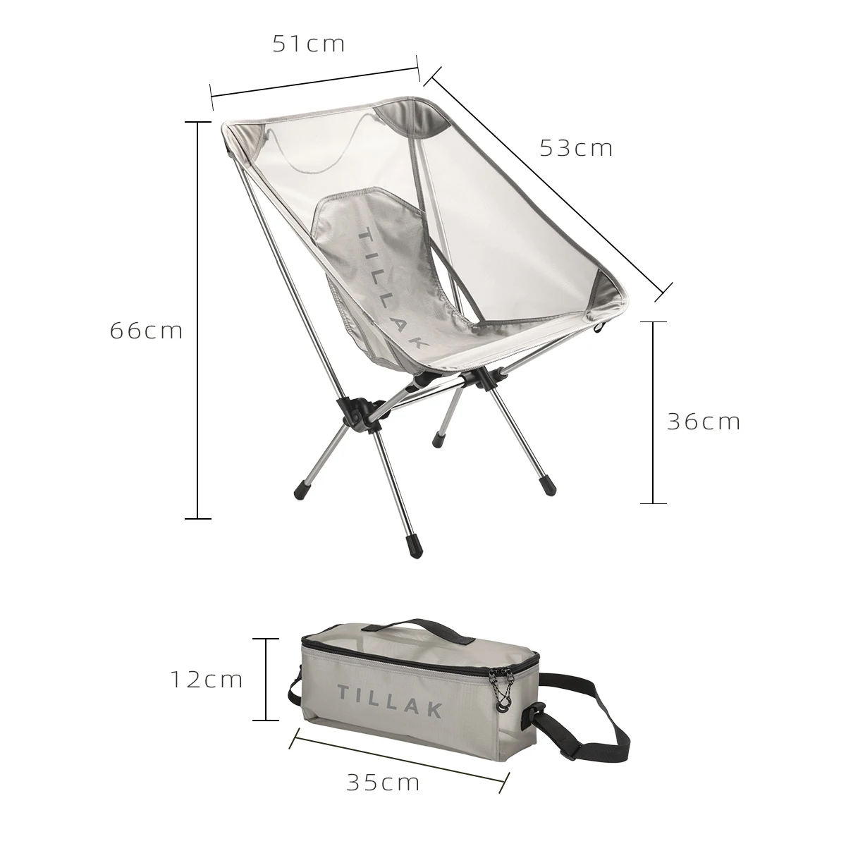 

Tillak Breathable Moon Chair, Outdoor Camping Lightweight Summer 51X53X66CM 950g