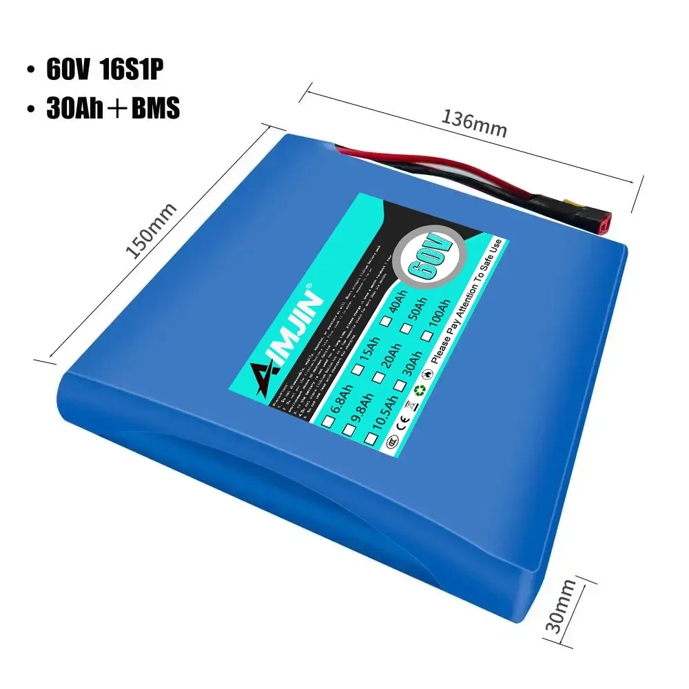 2026 New 16S1P 60V 30000mAh lithium battery pack, electric balance car torsion car 60V battery 67.2V 30Ah universal battery