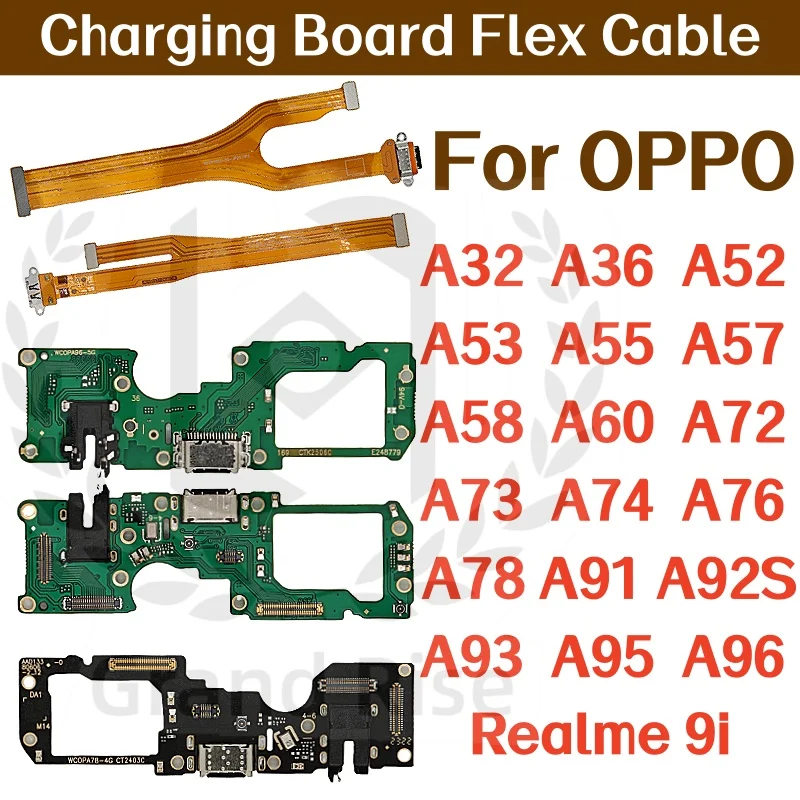 

USB Charging Board Flex Cable For OPPO A32 36 52 A53 55 A57 58 60 A72 A73 A74 A76 A78 A91 A92S A93 A95 A96 Realme9i Charger Port