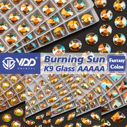 VDD  Top Quality Burning Sun Fantasy Color K9 Glass Sew On Rhinestones Sewing Crystals Flat Back Stones For Clothes Accessories