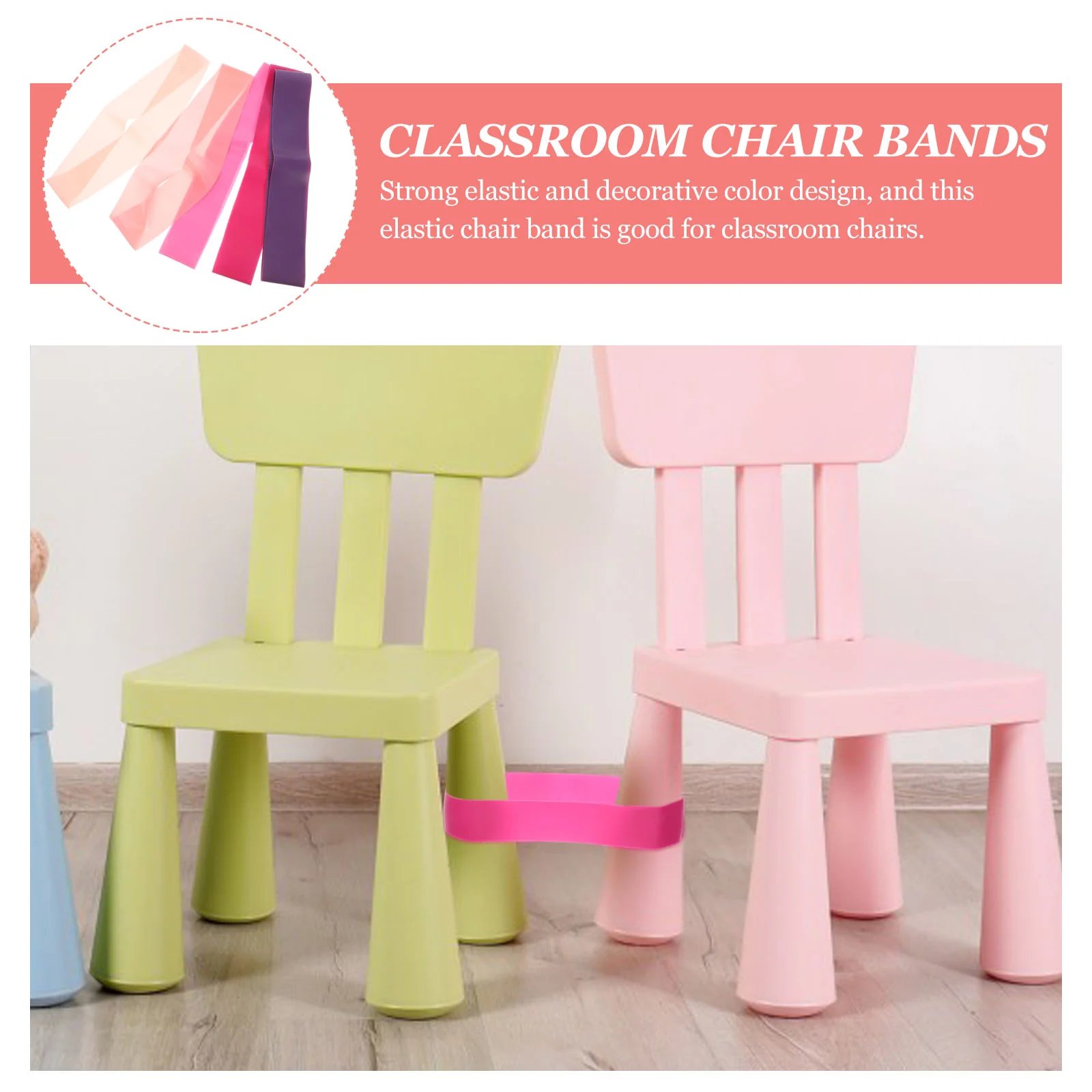 5 Pcs ADHD Desk and Chair Straps Practical Bands Flexible Bouncy Colored for Tpe Classroom Kids Colorful Seating Office