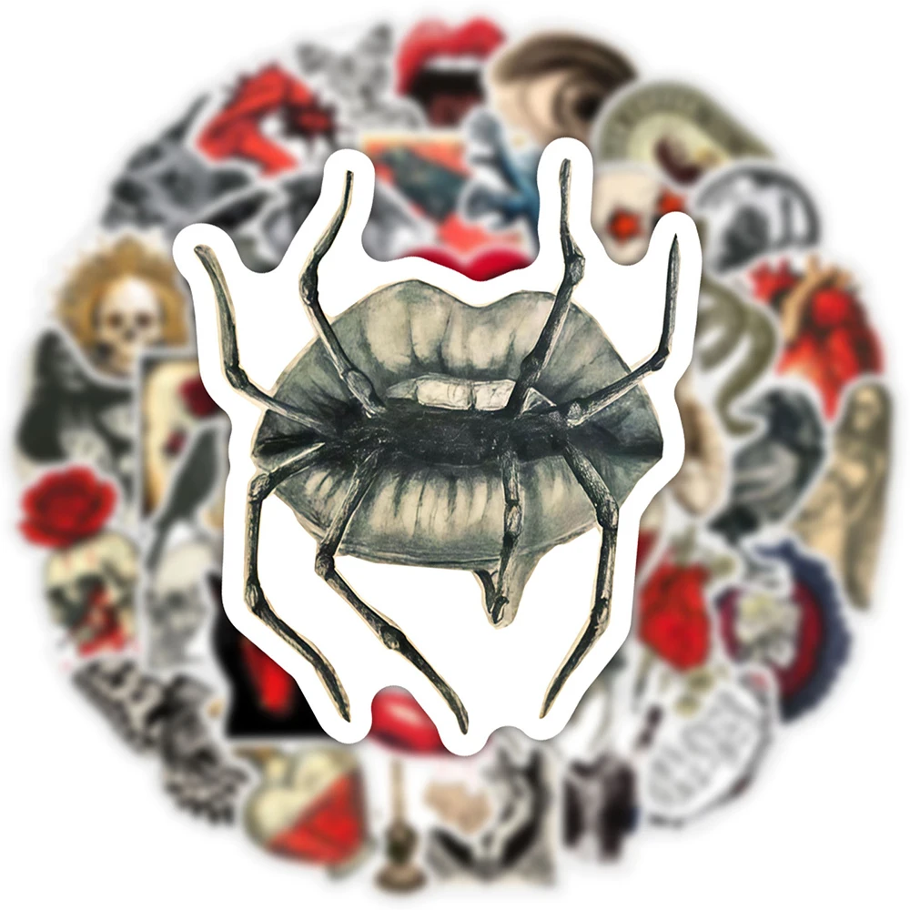 10/30/50 قطعة ريترو أحمر أسود الرعب القوطية ملصقات كول الكرتون ملصق ملصق DIY بها بنفسك دراجة نارية الغيتار الهاتف سيارة هالوين الشارات #5