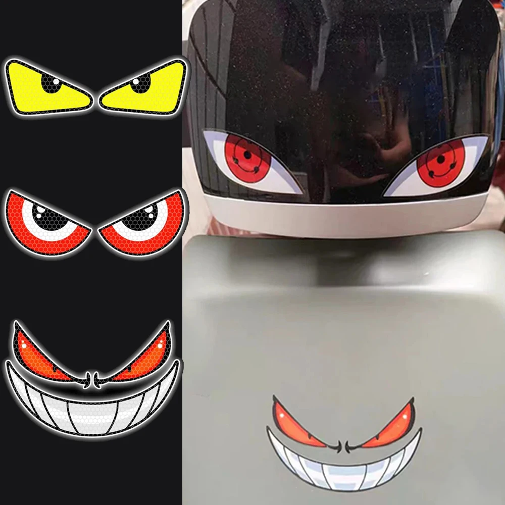 ملصقات جسم الدراجة النارية، ملصق تزيين لرأس الدراجة الكهربائية، عيون الشيطان، جو الهالوين، ملصق عالمي لدراجة نارية السيارة #1