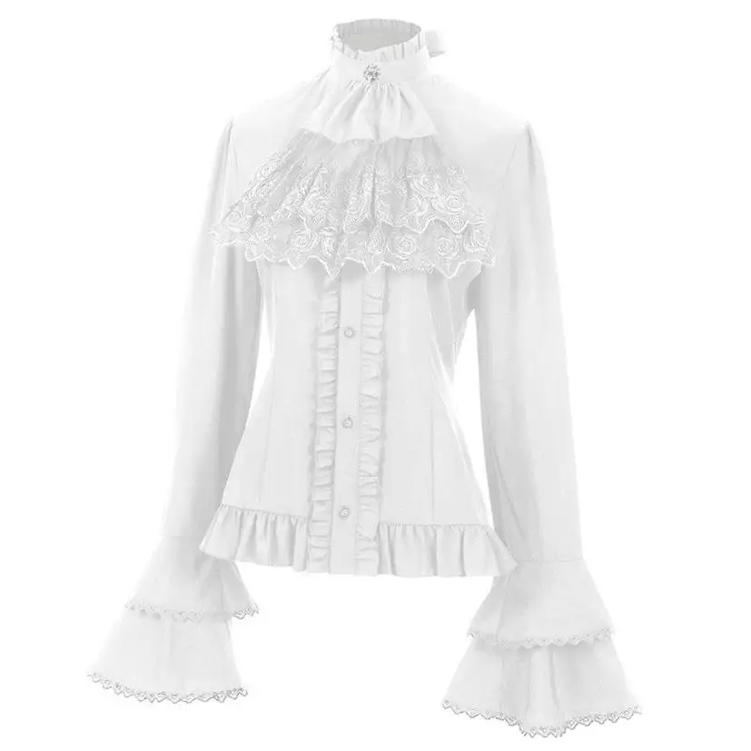 قميص نسائي مطوي لحفلات الهالوين وأزياء العصور الوسطى، زي مسرحي عرقي مصنوع من البوليستر، إصدار الربيع