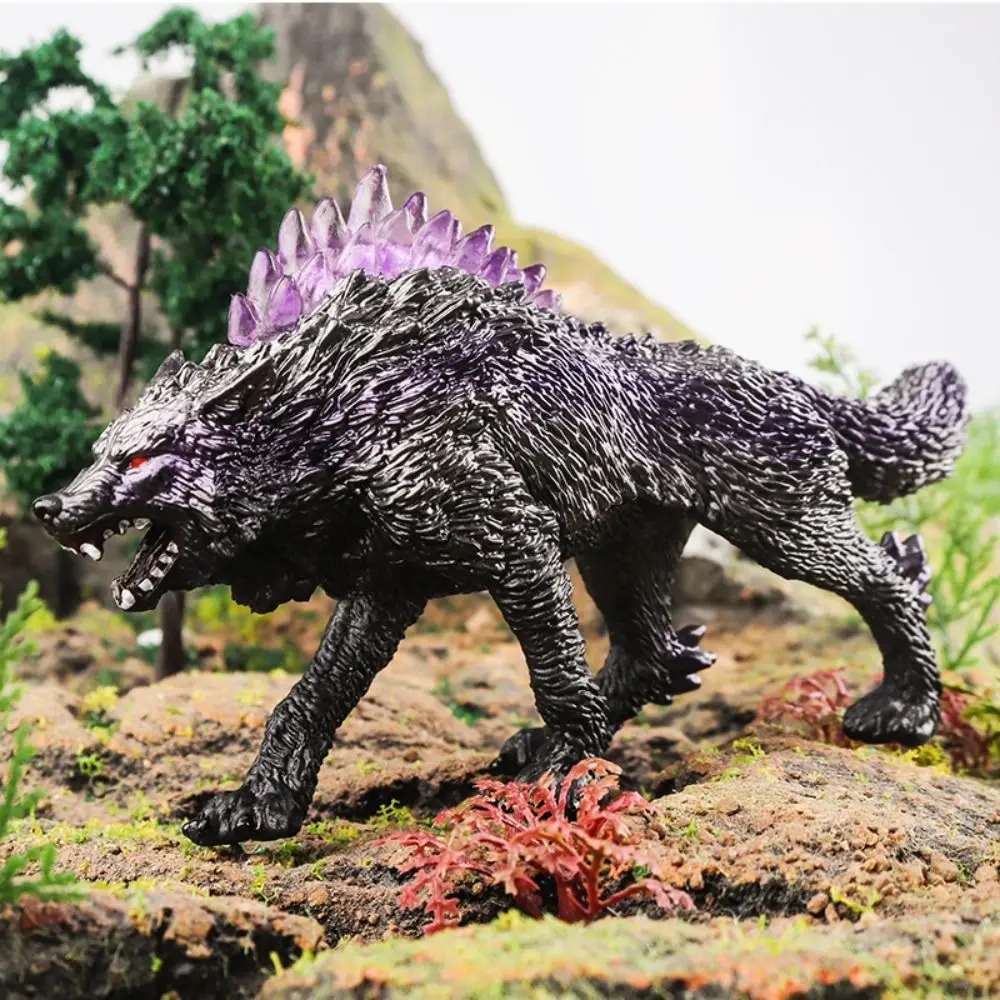Modèle Animal solide simulé en plastique, Statue de loup faite à la main, jouet Animal de Simulation, jouet sensoriel, poupée drôle