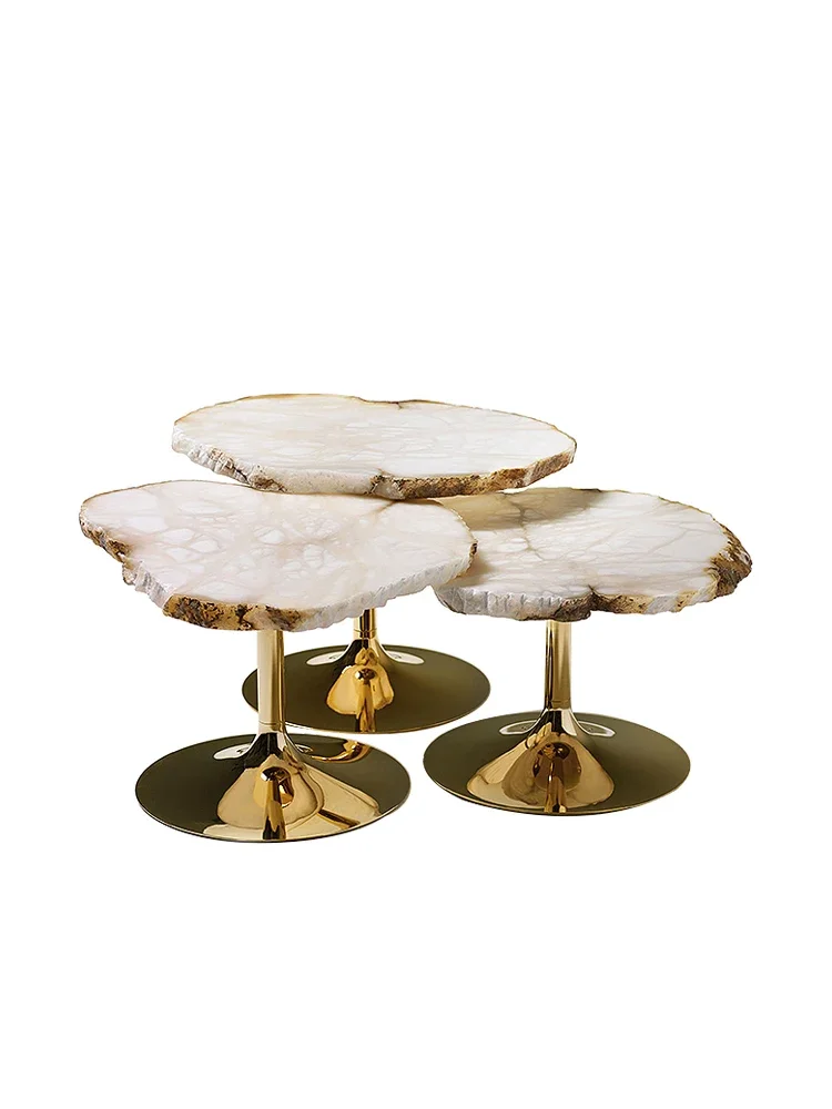 Irregular living room coffee table light luxury designer creative snowflake marble edge coffee table combination