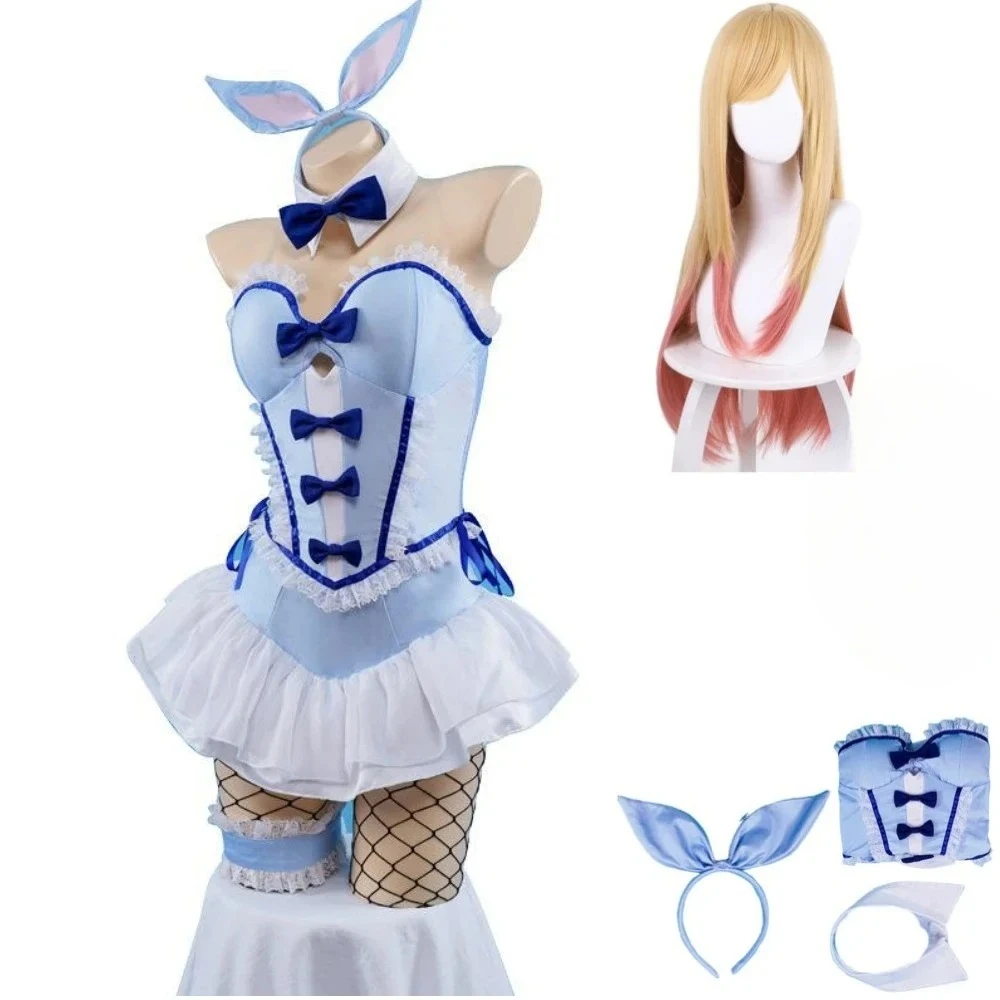 

Anime Kitagawa Marin Cosplay Blue Bunny Girl My Dress-Up Darling Marin Kitagawa Sexy Halloween Party Role Play Cosplay Outfit