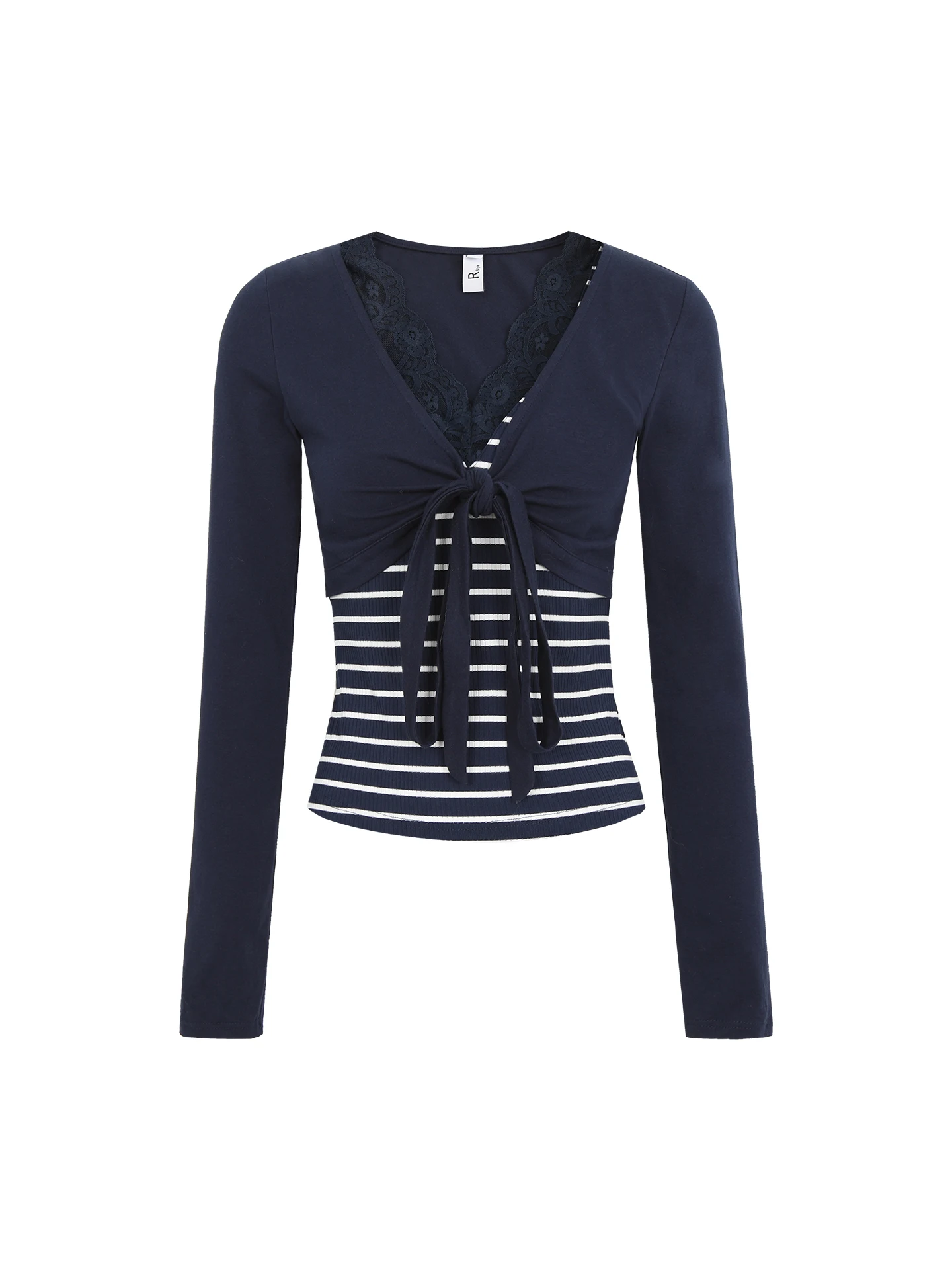 

Шикарная длинная футболка Sve Base irt для женщин ранней осени Ele New Sle Fake, двухсекционная футболка, синий облегающий топ для молодых женщин