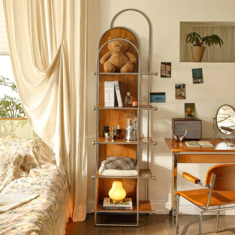 Stainless steel display storage side cabinet household living room bedroom narrow magazine shelf