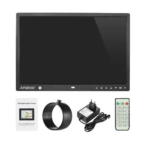 Andoer 15 pouces grand écran LED cadre Photo numérique Album de bureau 1280*800 HD musique/vidéo/eBook/horloge/calendrier fonctions