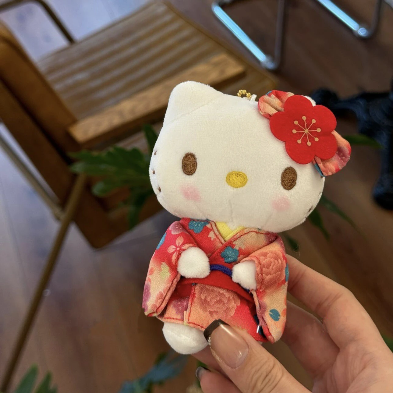 ハローキティ版シリーズ着物ぬいぐるみチャーム桜柄ぬいぐるみバッグ財布キーホルダー誕生日ギフト用