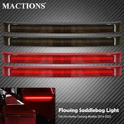 Motorcycle LED Saddlebag Turn Signal Flowing Brake Light Red/Smoke For Harley Touring Electra Street Road Glide CVO 2014-2022