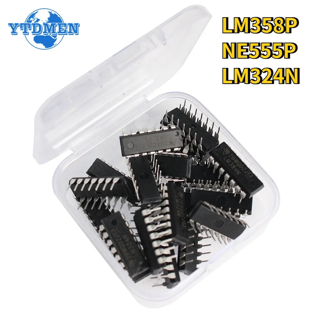 25pcs/box NE555P LM358P LM324N DIP Integrated Circuits Timers NE555 LM358 LM324 Operational Amplifiers Electronic Kit