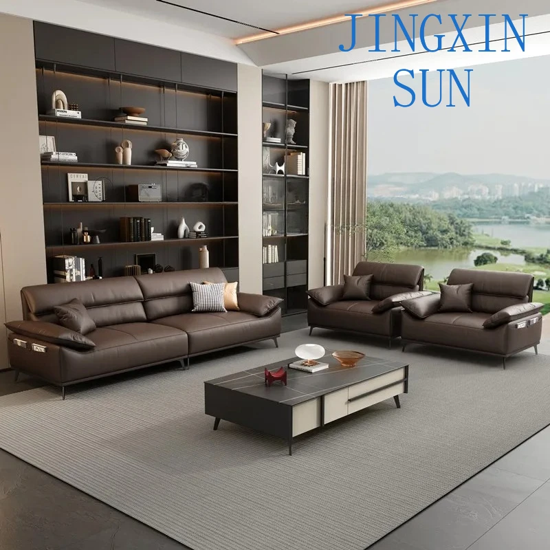 sofa light luxury leather simple business reception room negotiation guest leisure office sofa coffee table combination