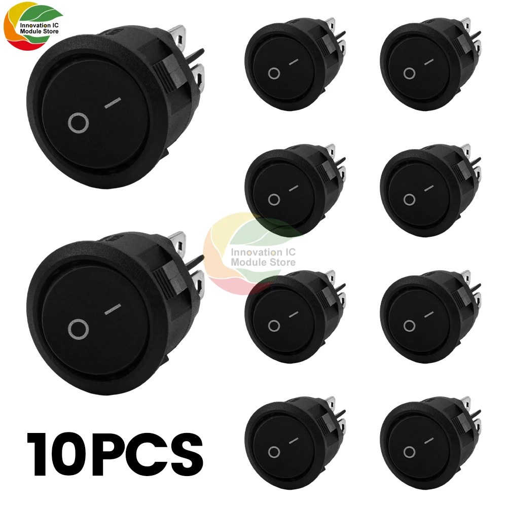 Round Rocker Power Switch AC 6 Pin 2 Position ON/Off Power Switch Black Button for Car Boat Rocker Switch Toggle KCD1-206