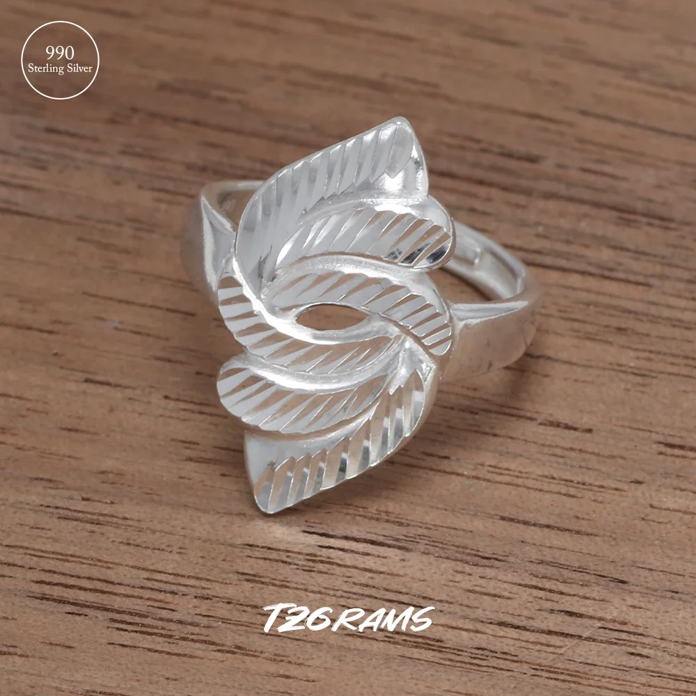 

990 Pure Silver Women‘s Geometric Ring Retro Vintage Ethnic Style Large Statement Rings Sparkling Fine Jewelry