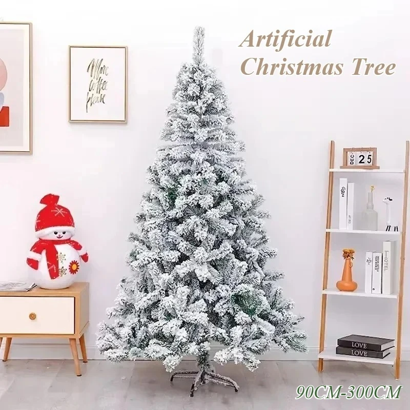 Artificial Christmas Tree Encrypted PVC White Snowflake Plush Christmas Tree 90CM-300CM Home Christmas Atmosphere Decoration