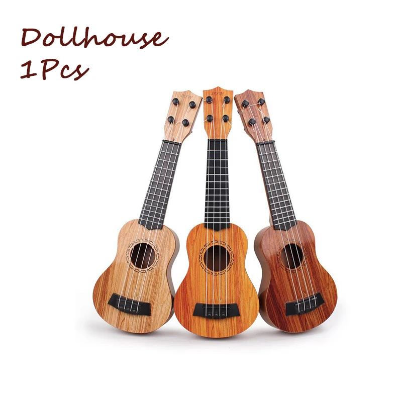 1Pcs Learning Educational Gifts 26/35cm Kids Guitar 4 Strings Musical Instrument With Paddles Simulating Yukrili Musical Toy