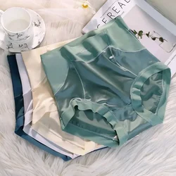 Women's Underwear Satin Panty Sexy Lace Panties Luxury Fashion Solid Color Briefs High Waist Seamless Underpants Lingerie