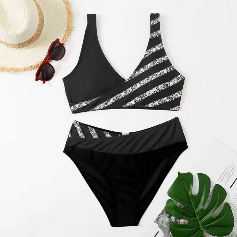 Women's 2 Piece Bikini Set Swimsuit V-Neck Bathing Suits 2 Piece Swimsuit Women Bikini Set Swimsuit Bathing Suits Beach Skirt