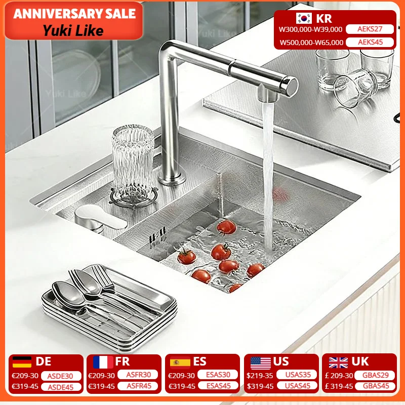 

Concealed Kitchen Sink With Cup Washer Nano Bar Mini Small Single Slot Household Stainless Steel Wash Dish Undermount Basin