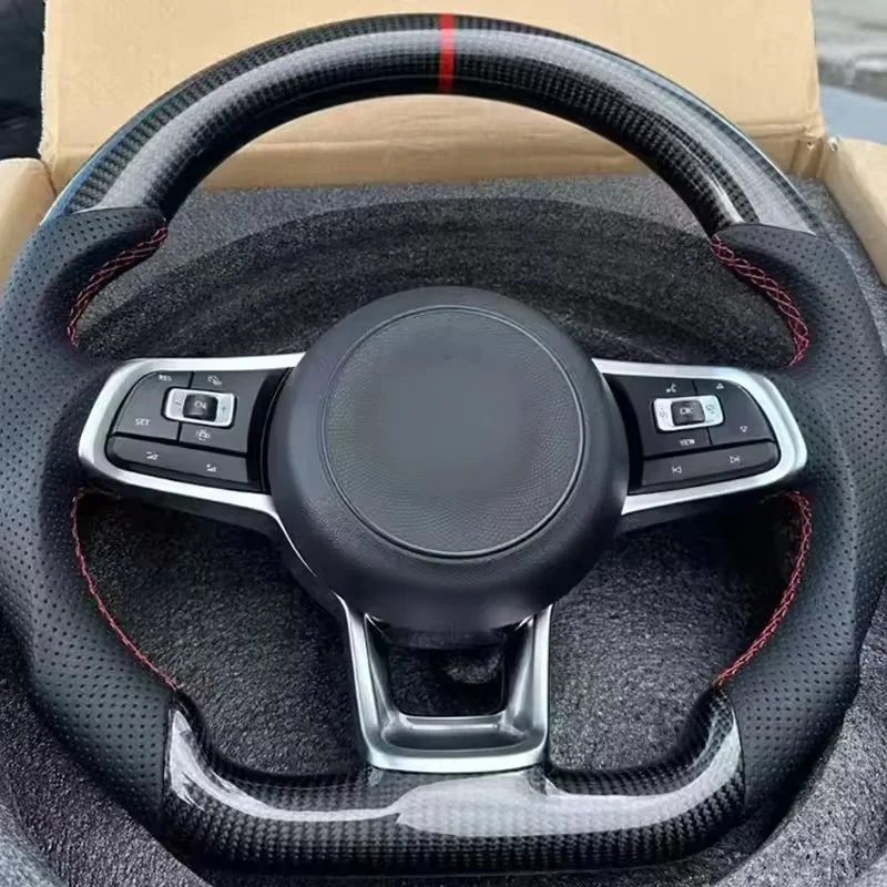 Customized Carbon Fiber Leather For Volkswagen Golf MK7 MK6 MK5 MK4 GTI GTS R GLI GTD Steering WheeI Car Interior Accessories