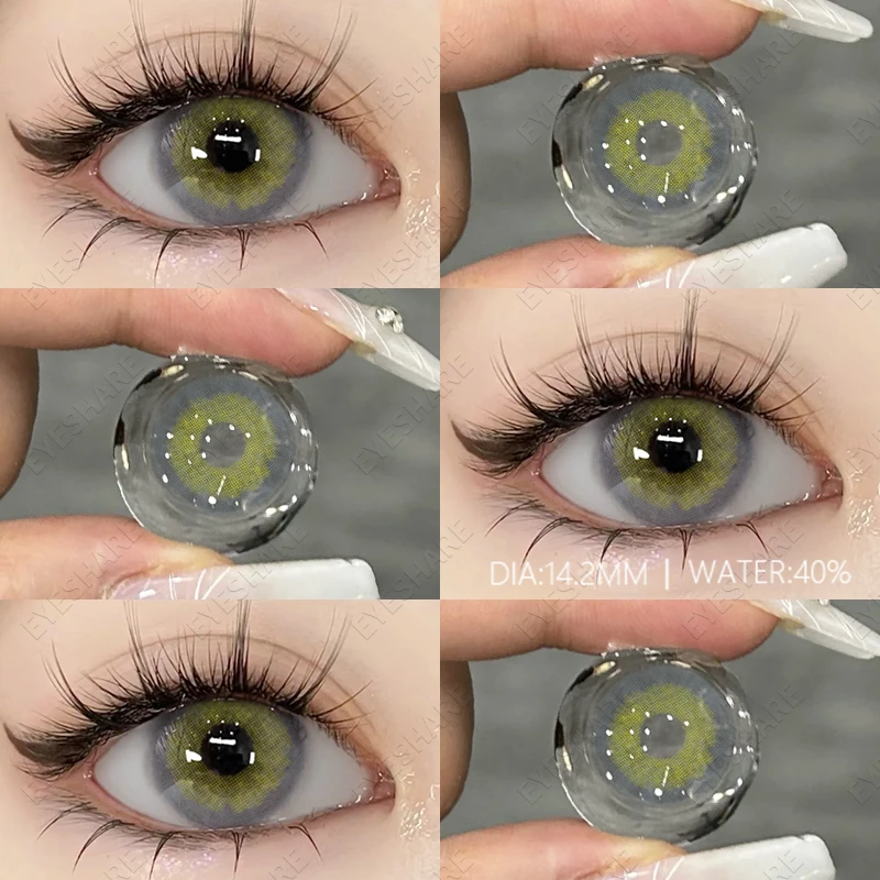 EYESHARE 1 Pair Fashion Colored Contact Lenses for Eyes Natural Brown Lenses Yearly Blue Lenses Green Eye Contacts Colorful Lens