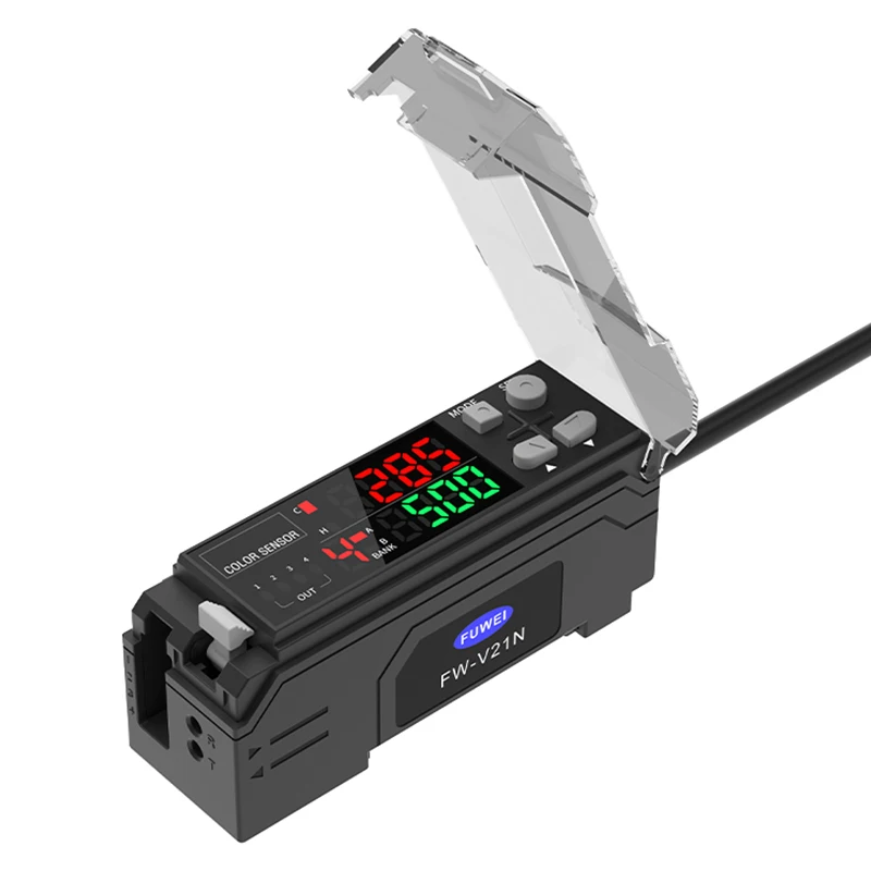 FW-V21N Color Detection  Coaxial Probe RGB Light Source Photoelectric Color Sensor Color Recognition Sensor With 8 Channels