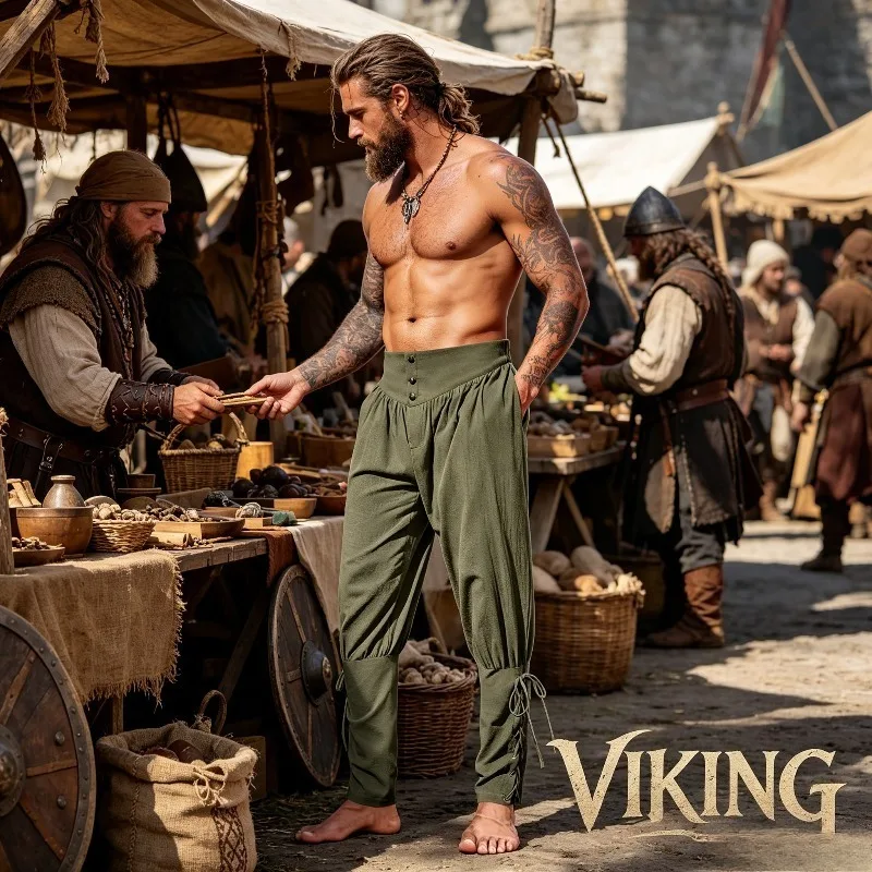 Men's Photobooth Props Viking Pants with Ankle Strap Design Are Perfect for Renaissance Role-playing and Medieval Expos - view 2