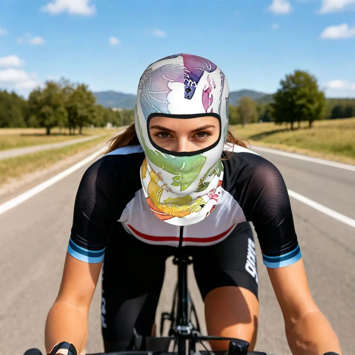 Dragon Fire Rainbow Breathable Thin Balaclava Full Face Mask Sun Protection Neck Gaiter For Motorcycle Cycling Fishing Outdoor