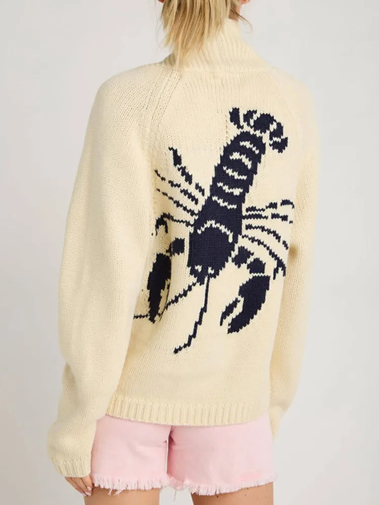 

Fashion Single Breasted Sweater For Women Casual Print Long Sleeve Turn-down Collar Sweaters Tops Lady Office Holiday Clothes