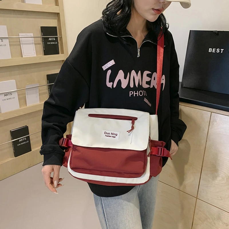 Fashion Canvas Crossbody Bags Female Messenger Bag Teenager Student Girls Boys Bookbag Shoulder Packet for Women Men