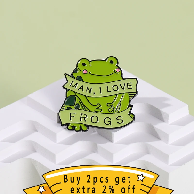 I Love Frogs Enamel Pins MILF Cartoon Brooches Lapel Badges Funny Animal Jewelry Gift for Man woman wholesale