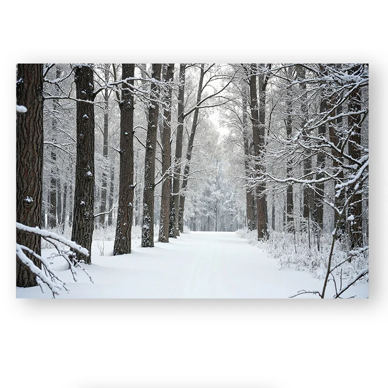 1pc tapeçaria de parede "winter país das maravilhas floresta caminho estátua decorativa cena nevada"