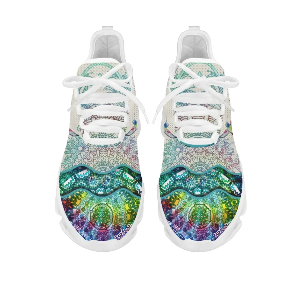 Instantart sepatu kets jala untuk wanita, sepatu Sneakers Platform motif burung kolibri Mandala trendi, sepatu jaring luar ruangan bersirkulasi ujung bulat klasik untuk wanita