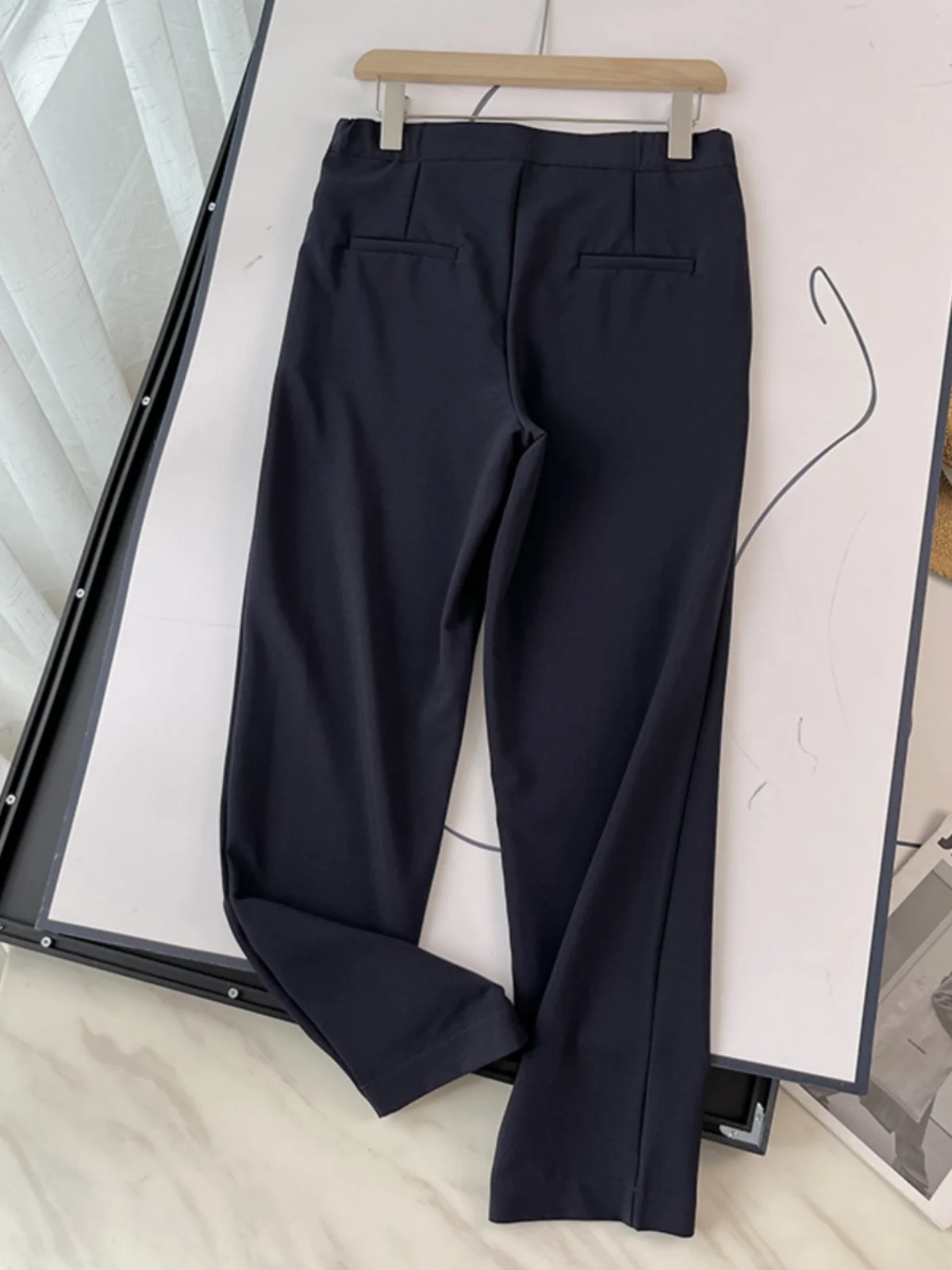 الشمال M-سلسلة عالية الخصر مستقيم الساق دعوى السراويل بناطيل كاجوال ربيع جديد وصول ل OL لباس غير رسمي السراويل الطويلة #2