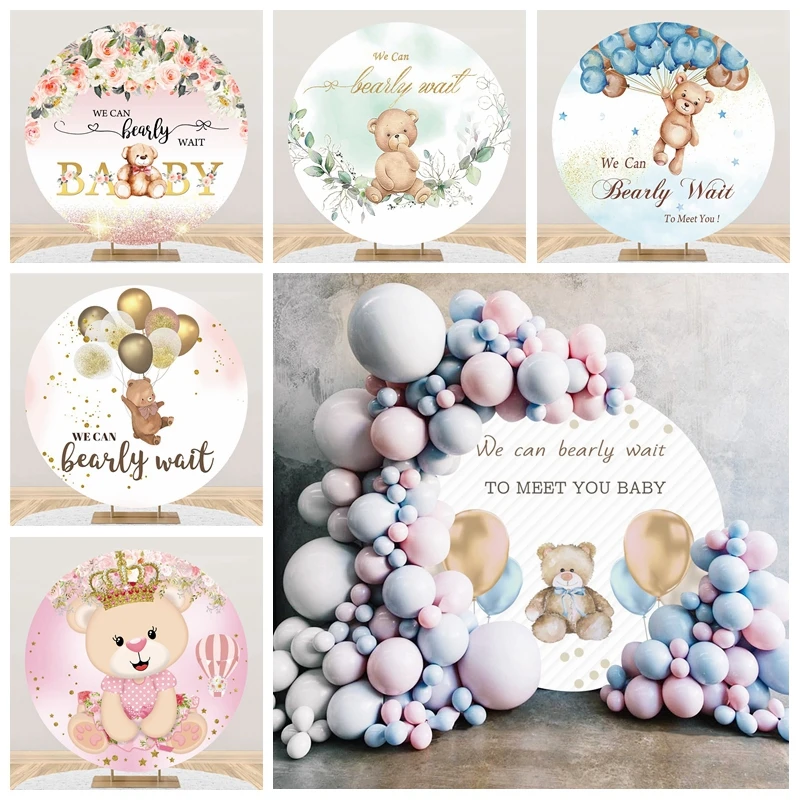 Newborn Bear Round Backdrop Photography Baby Shower Birthday Baptism Party Photo Photographic Circle Background Studio Shoots