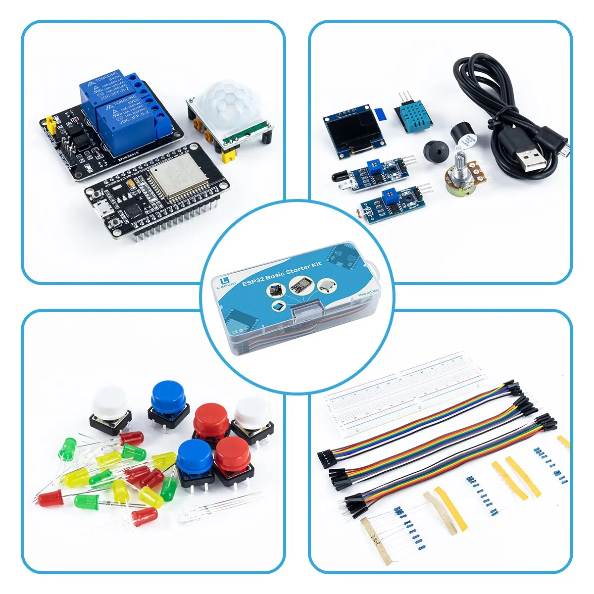 Basic Starter Kit for ESP32 ESP-32S WIFI Development Board for Arduino Project Learning Kit with Tutorials ESP32 Kit with Box