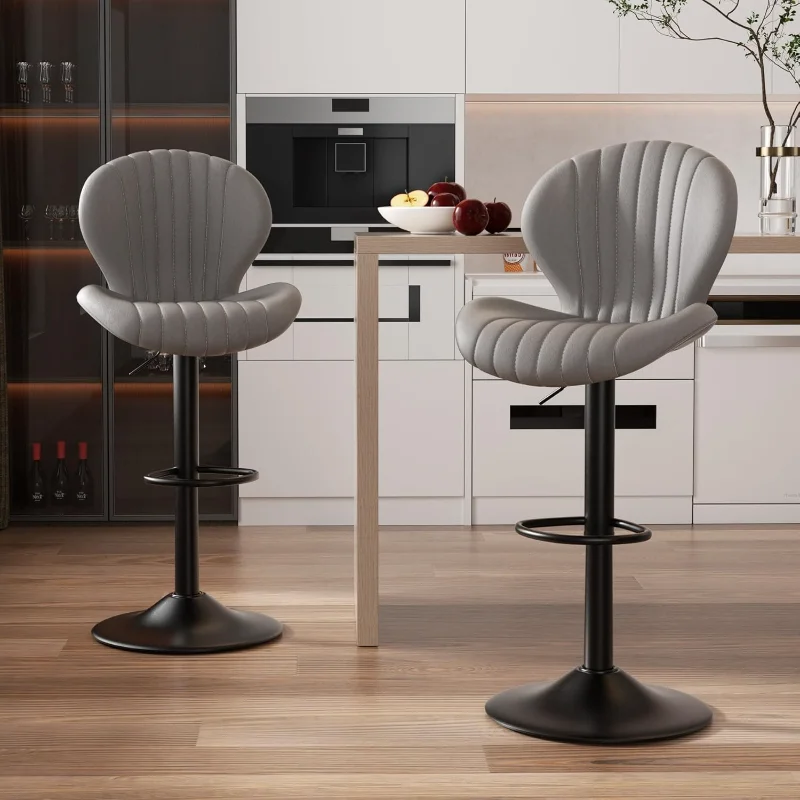 

Bar Stools Set of 2 Modern Swivel Bar Chairs, Barstools Counter Height with High Backrest, Easy 3-5 Minute Assembly for Bar