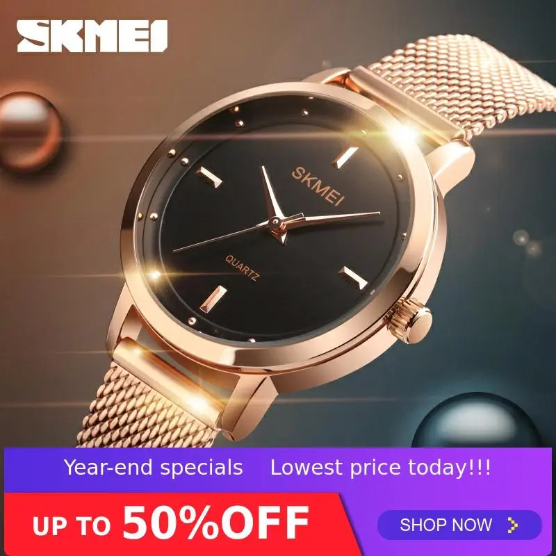 SKMEI 1528 Women Resistant Quartz Watch Fashion Simple Design Water Stainless Steel Strap Rose Gold mujer reloj Ladies Elegant